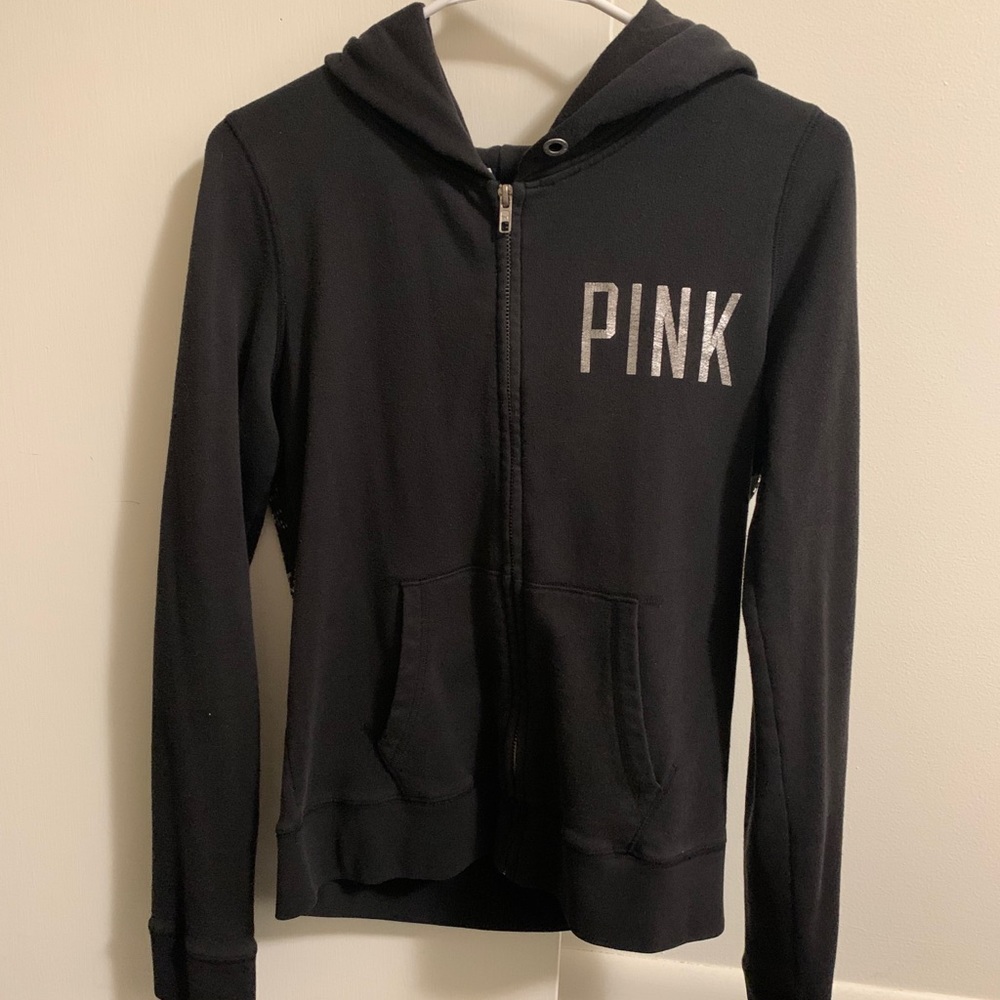 Pink Victoria Secret black zip up